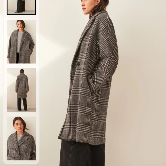 Chic Winter Peacoat Large – Oversized Herringbone, Double Breasted, Cozy Collar - Picture 1 of 10